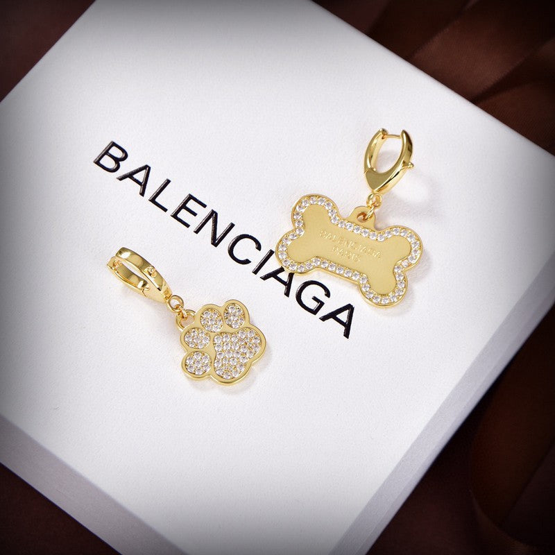 18K Balenciaga Diamond Gold Earrings