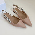 DIOR J'A SLINGBACK FLAT NUDE PINK TECHNICAL FABRIC