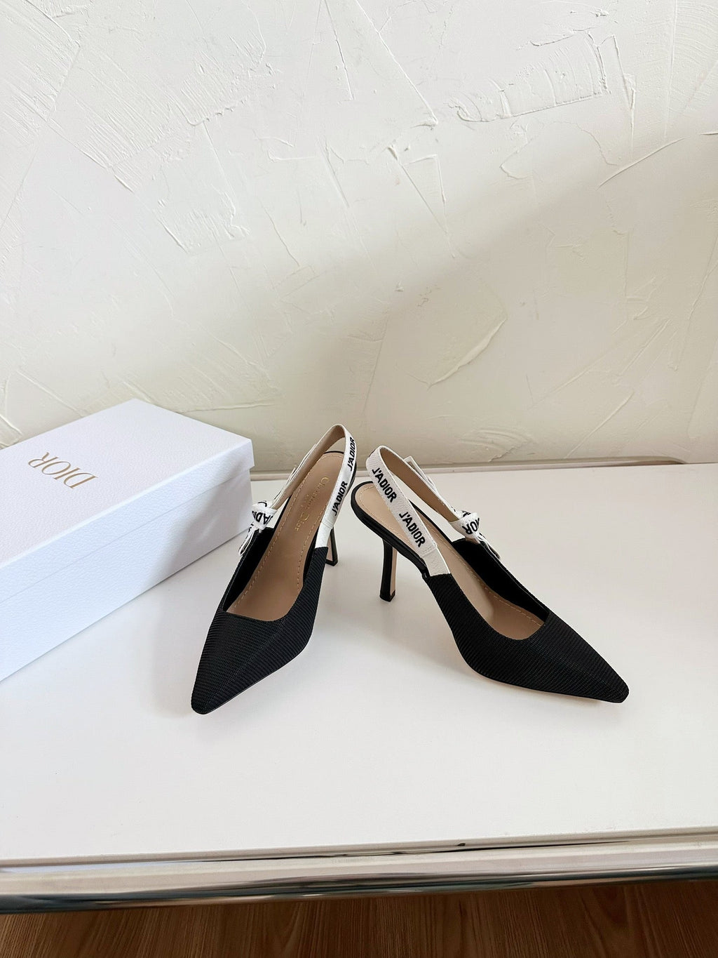 DIOR J'A SLINGBACK PUMP BLACK TECHNICAL FABRIC 10 CM