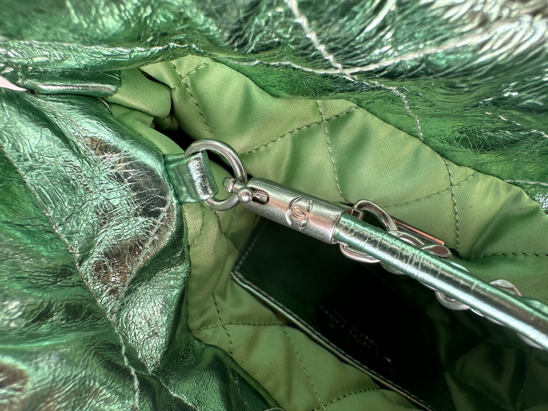CHANEL MINI 20 BAG IN SEA GREEN METALLIC LAMBSKIN