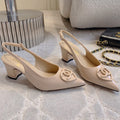 CHANEL HIGH SLINGBACKS 65 MM IN BEIGE CREAM PATENT CALFSKIN