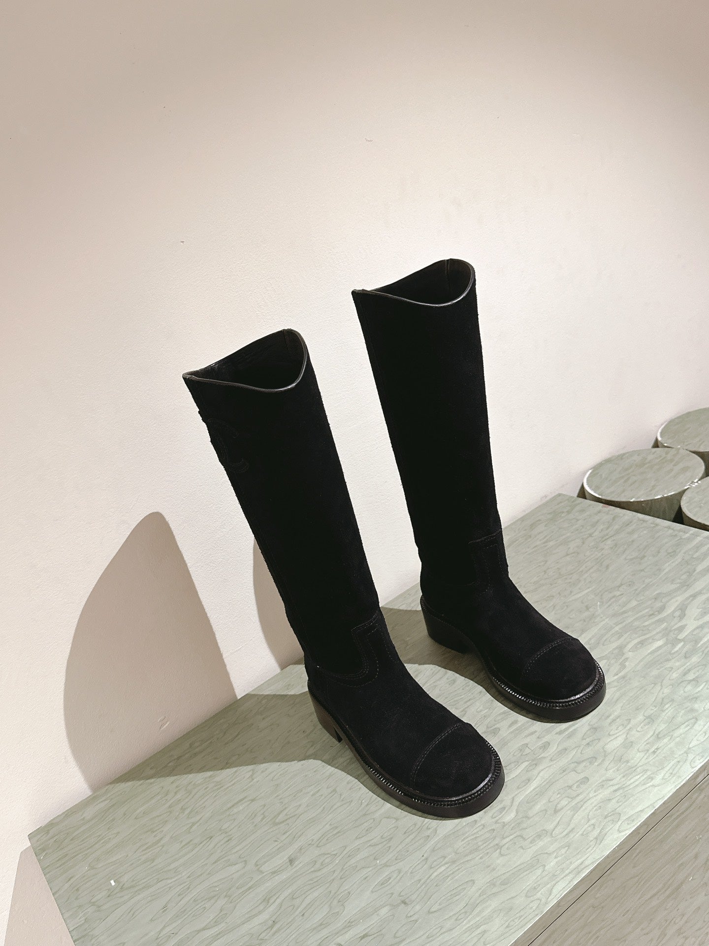 CHANEL HIGH BOOTS BLACK SUEDE CALFSKIN