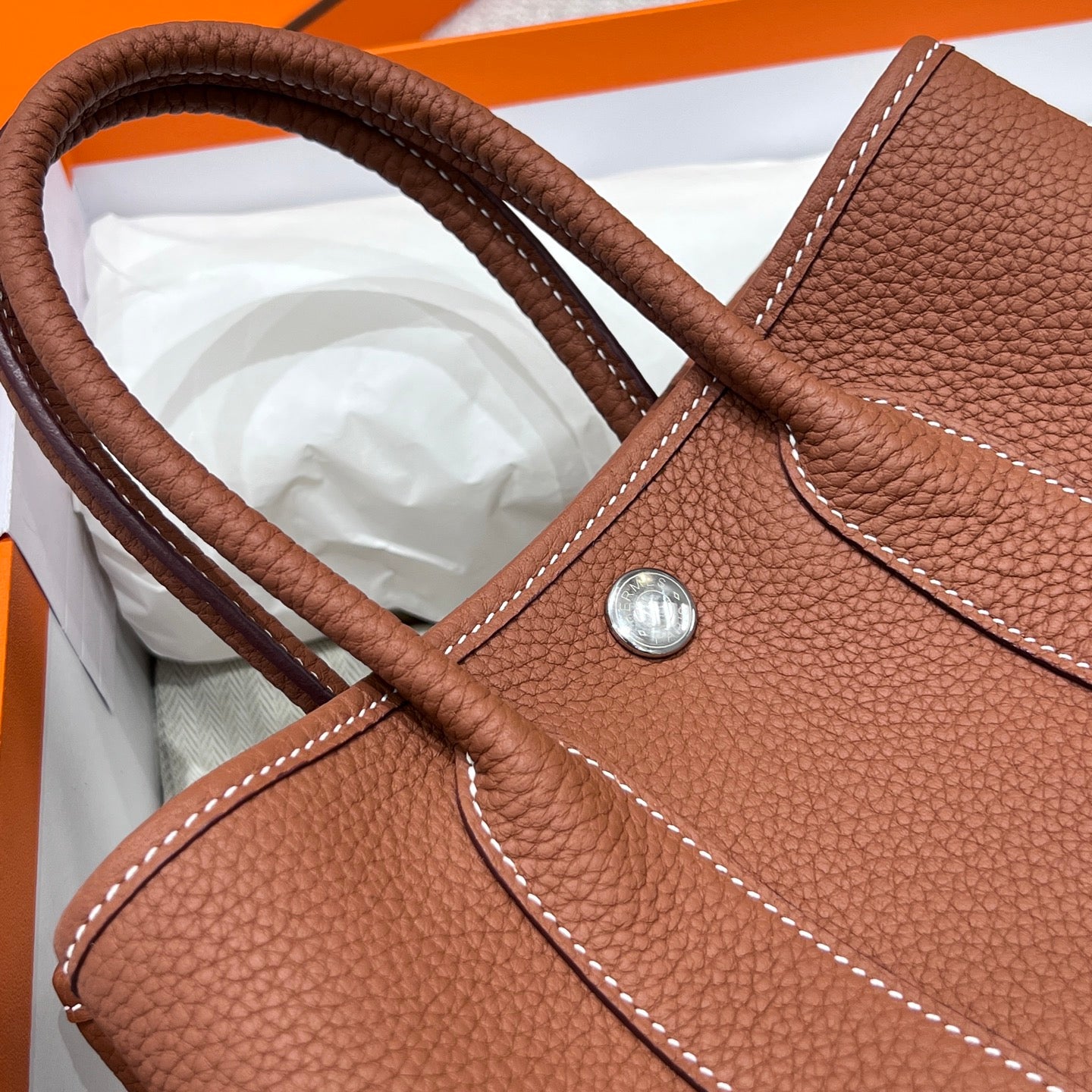 HERMES GARDEN PARTY 23CM IN UMBER BROWN CALFSKIN