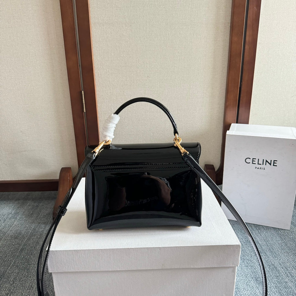 CELINE TEEN NINO BAG 20 IN BLACK GLOSSY CALFSKIN GOLD HARDWARE