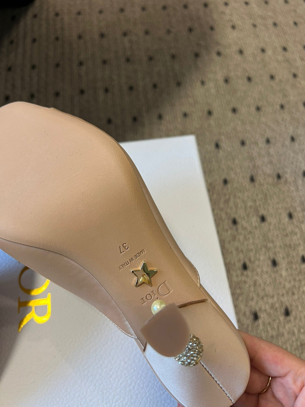 DIOR CD TRIBALES PUMPS IN BEIGE SATIN AND CALFSKIN