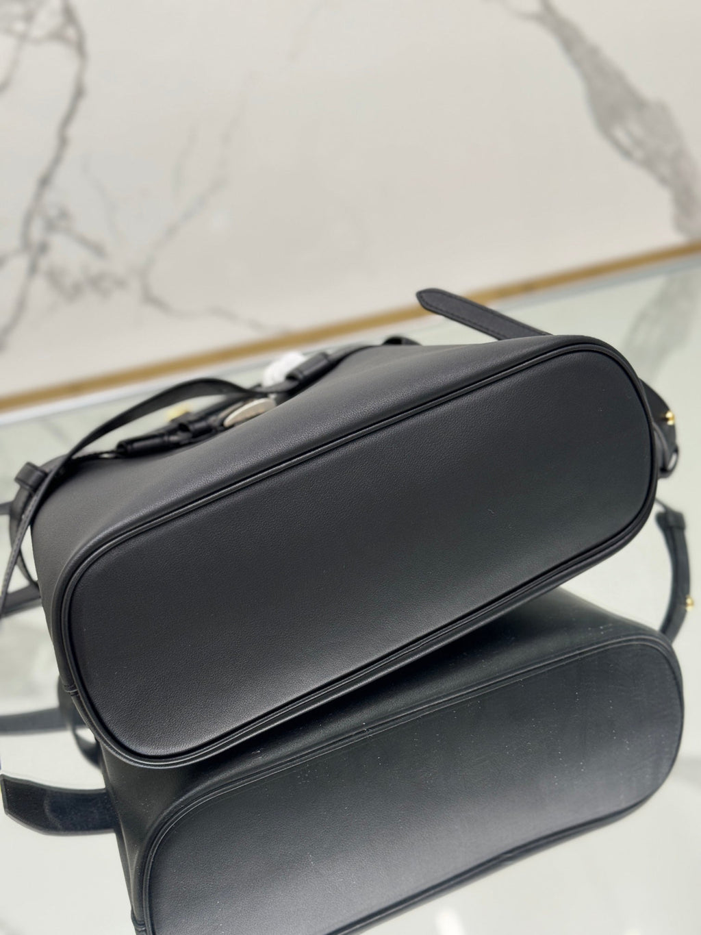 PRADA TOTE BAG WITH BELT 32 IN BLACK IMPORTED CALFSKIN