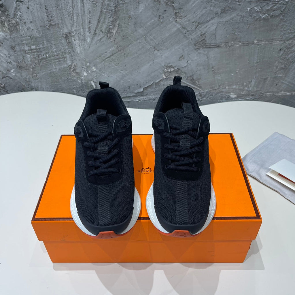 HERMES HEROS SNEAKERS BLACK MIX ROSE GOATSKIN