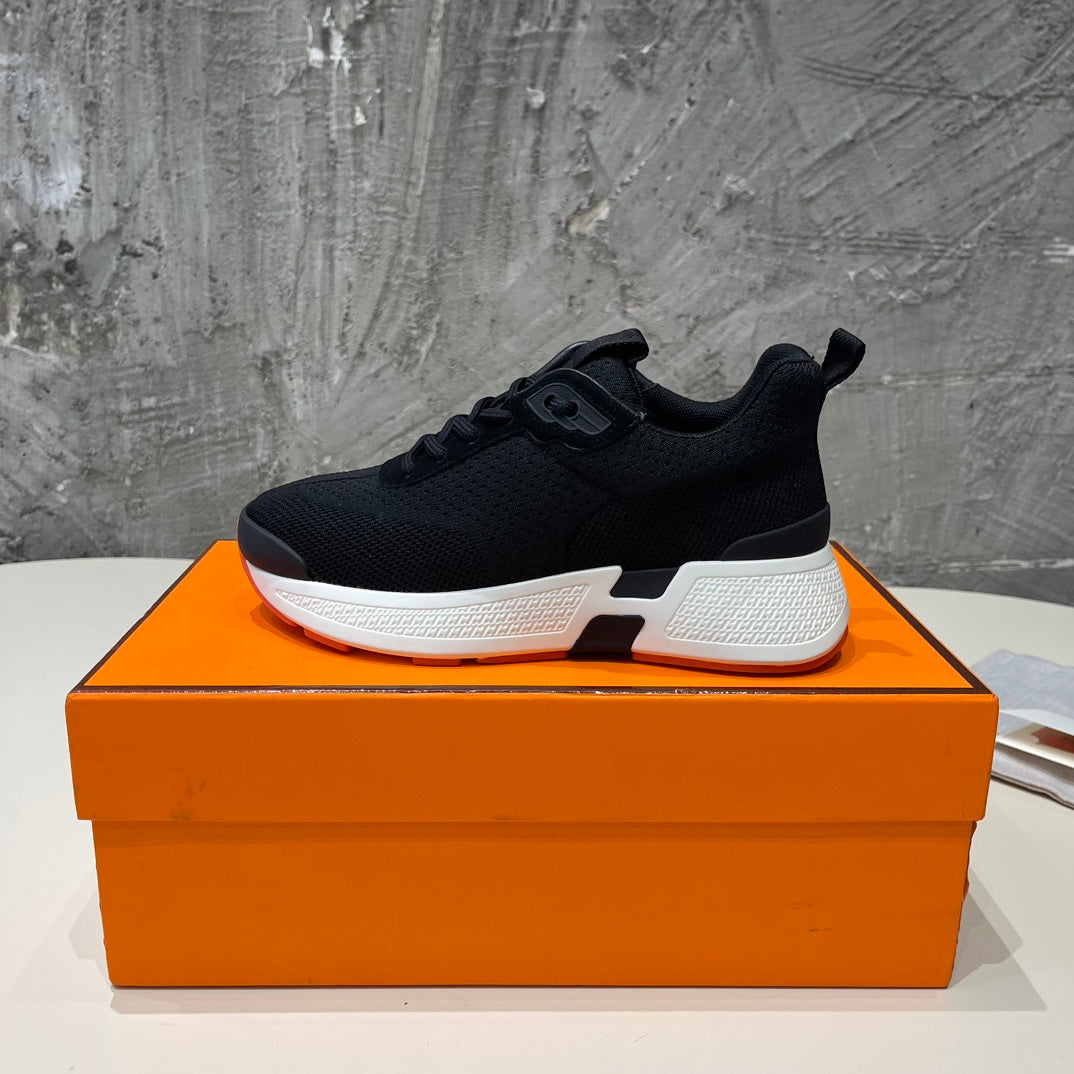 HERMES HEROS SNEAKERS BLACK MIX ROSE GOATSKIN