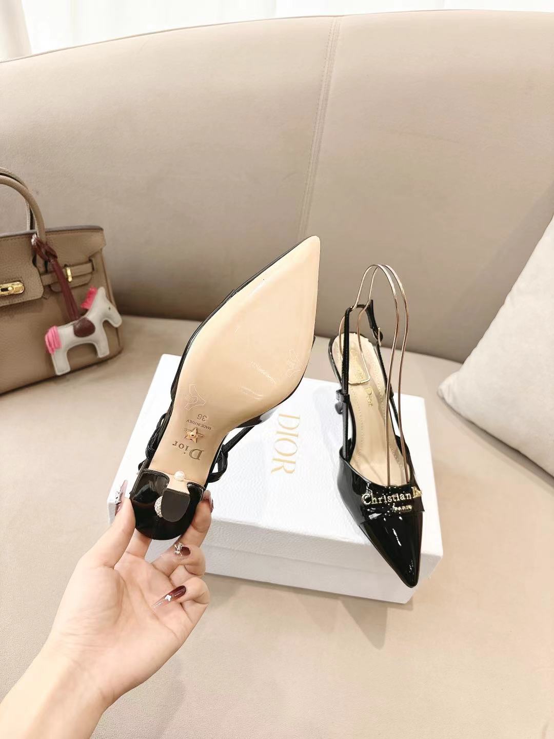 DIOR MY DD SLINGBACK PUMP 85MM IN BLACK CALFSKIN