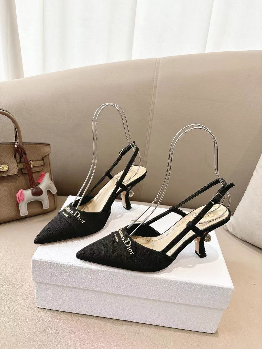 DIOR MY DD SLINGBACK PUMP 85MM IN BLACK DENIM