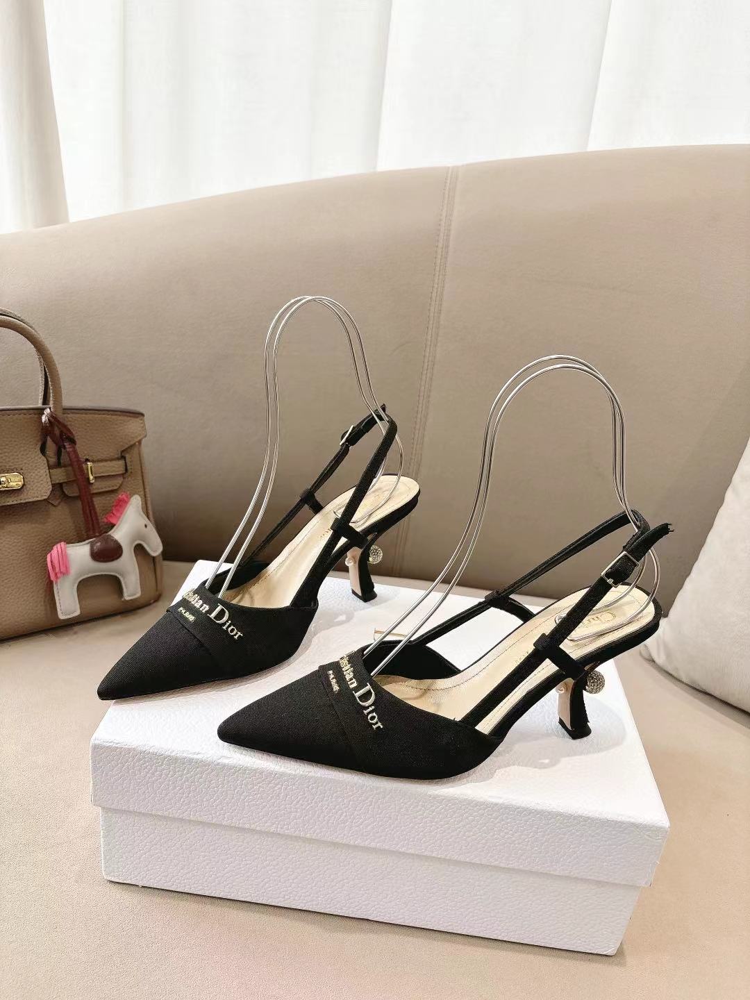 DIOR MY DD SLINGBACK PUMP 85MM IN BLACK DENIM