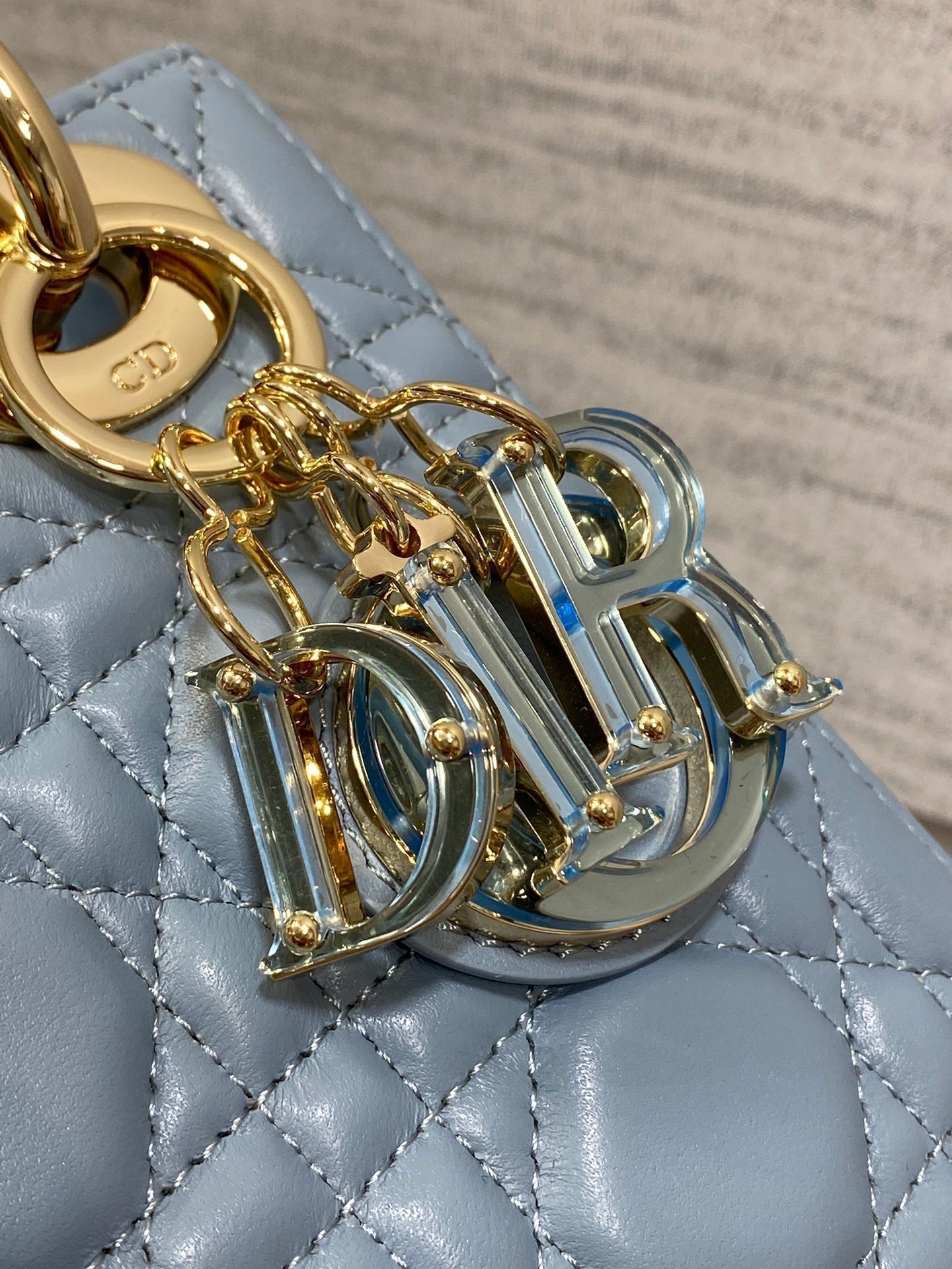 DIOR LADY MINI BAG 17 IN CERULEAN BLUE LAMBSKIN