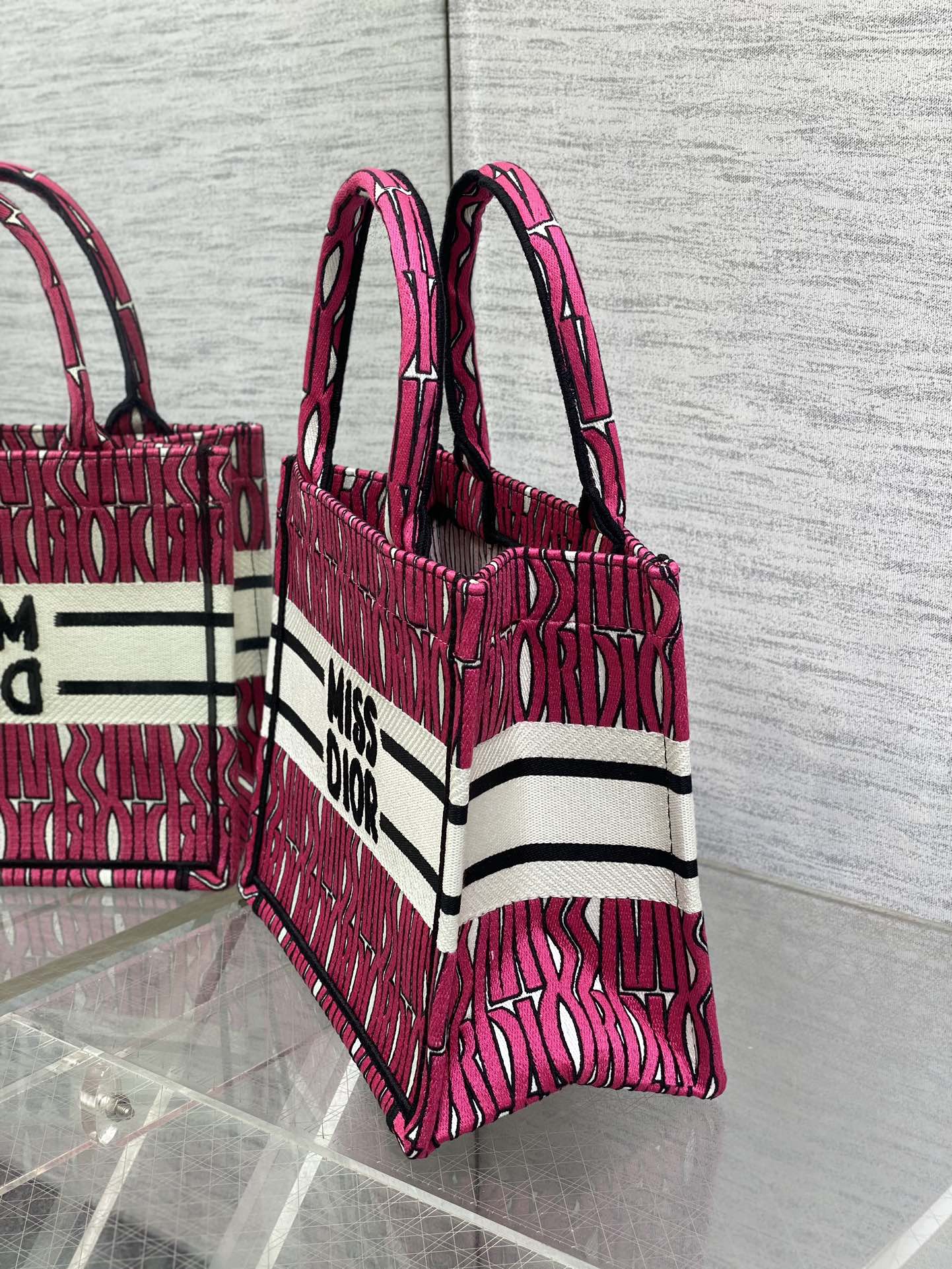 DIOR MISS TOTE 26 IN MAGENTA PURPLE CANVAS