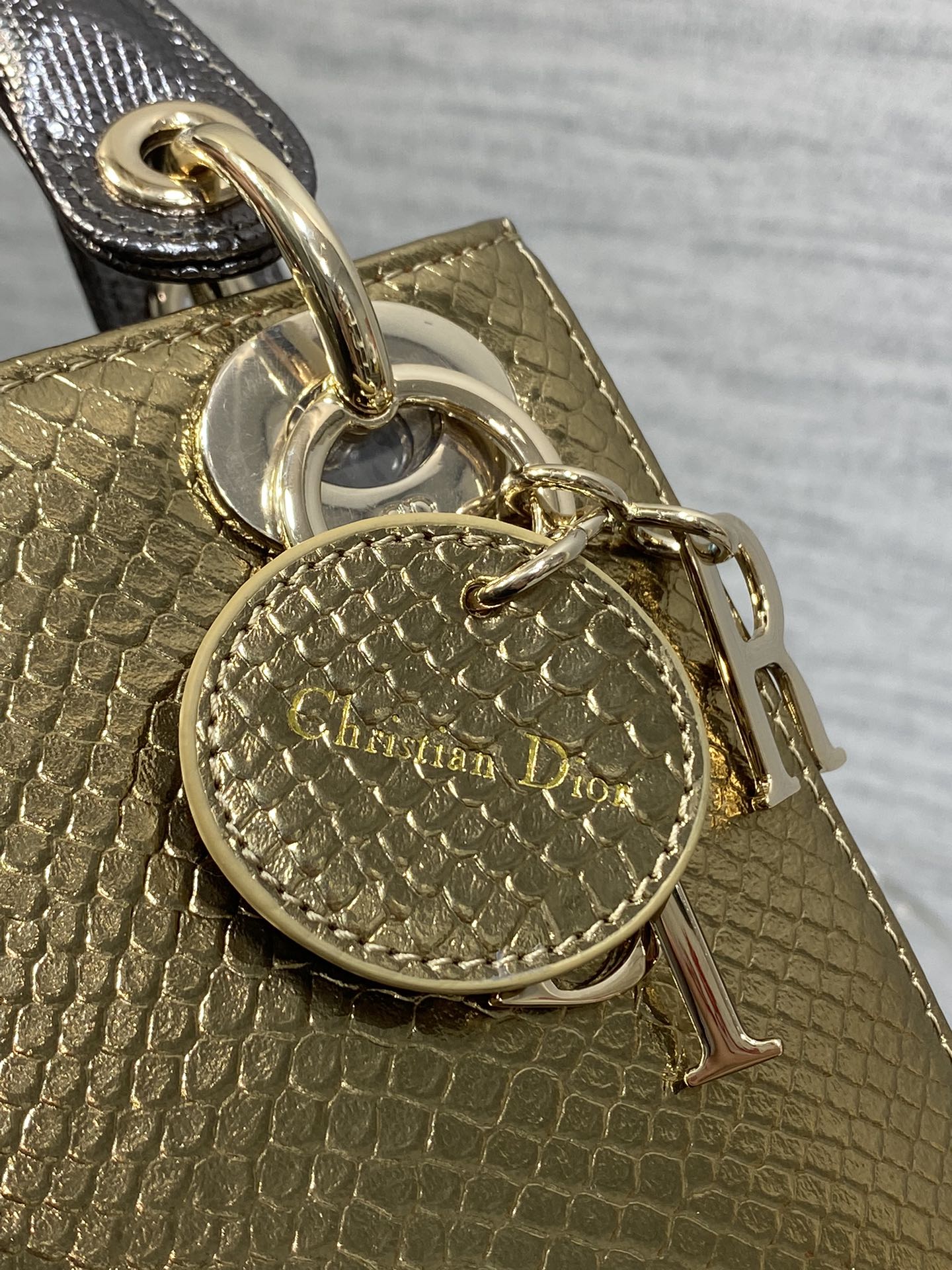 DIOR MINI 17 LADY BAG IN GOLD METALLIC LAMBSKIN