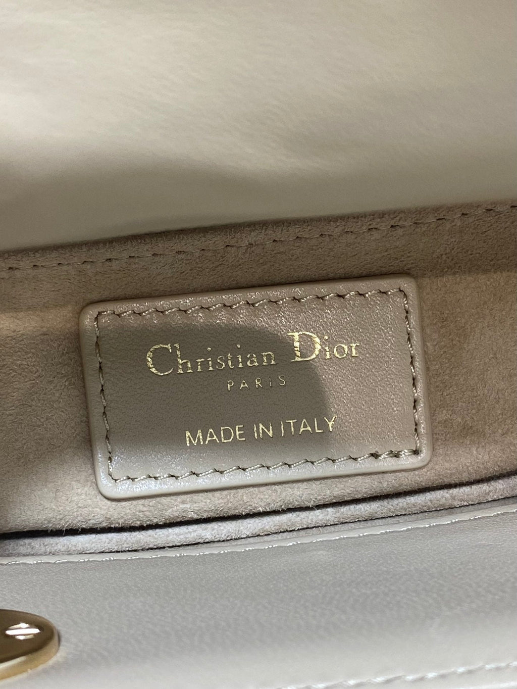 DIOR 25S LADY  BAG 20 IN SAND BEIGE CALFSKIN CHARM PEARL EMBELLISHMENTS