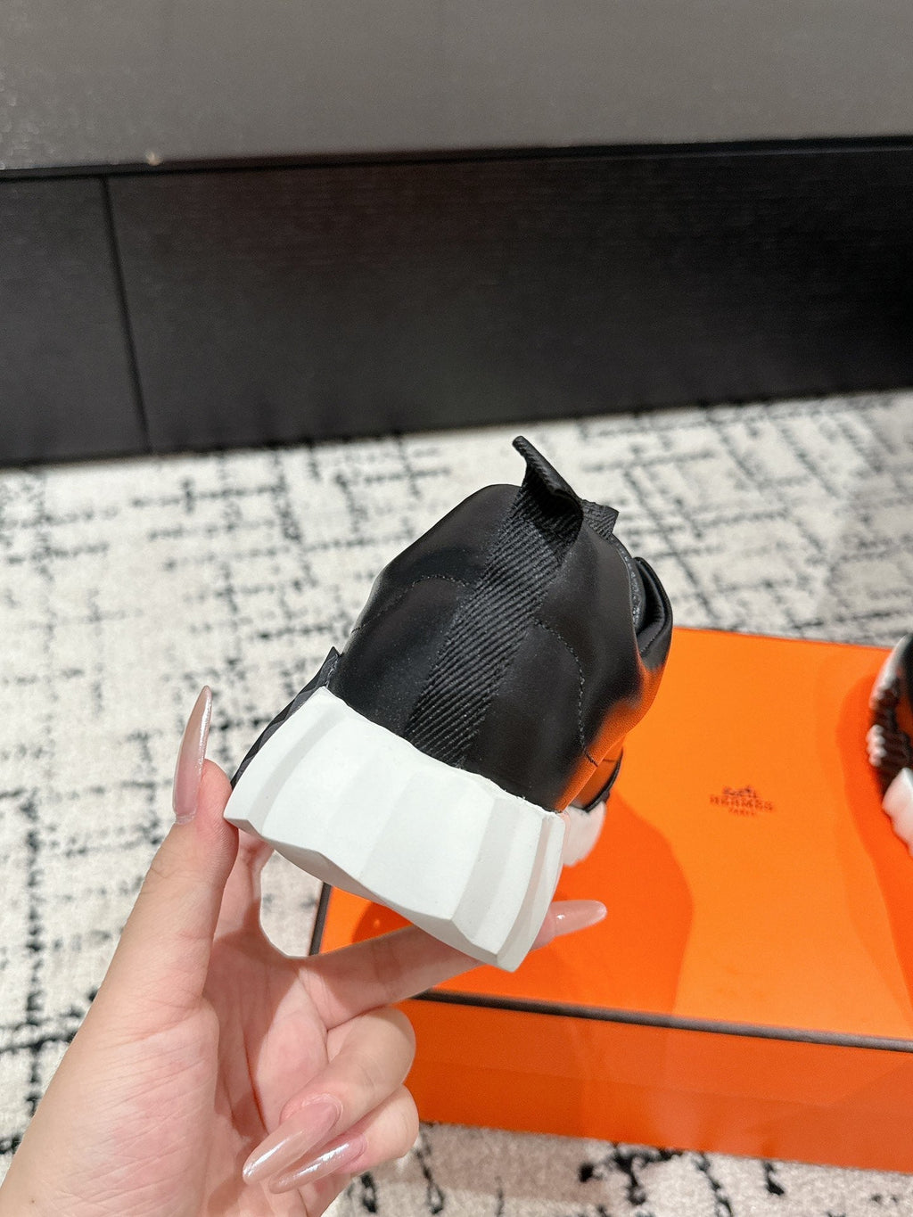 HERMES BOUNCING SNEAKER IN BLACK CALFSKIN