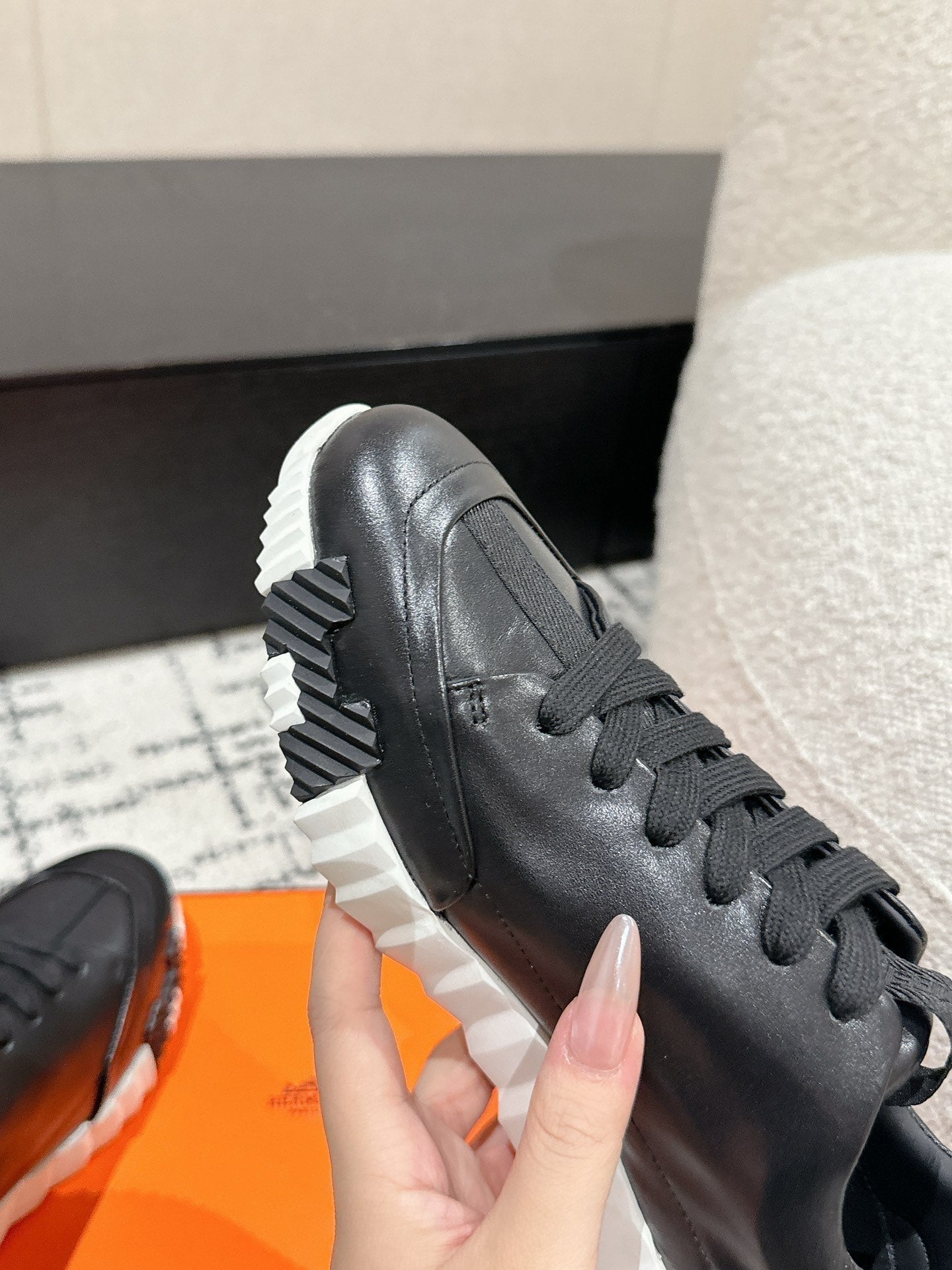 HERMES BOUNCING SNEAKER IN BLACK CALFSKIN
