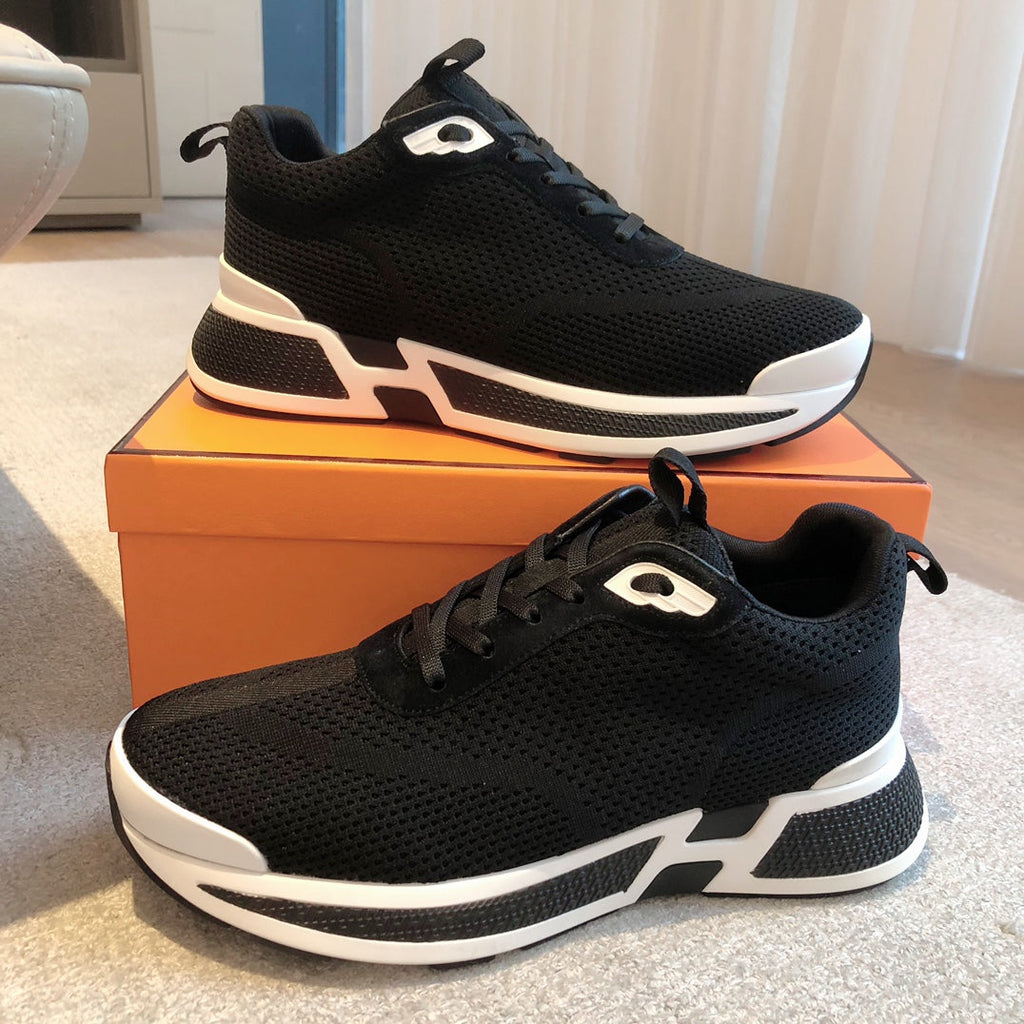 HERMES HEROS SNEAKER IN BLACK BREATHABLE MESH FABRIC