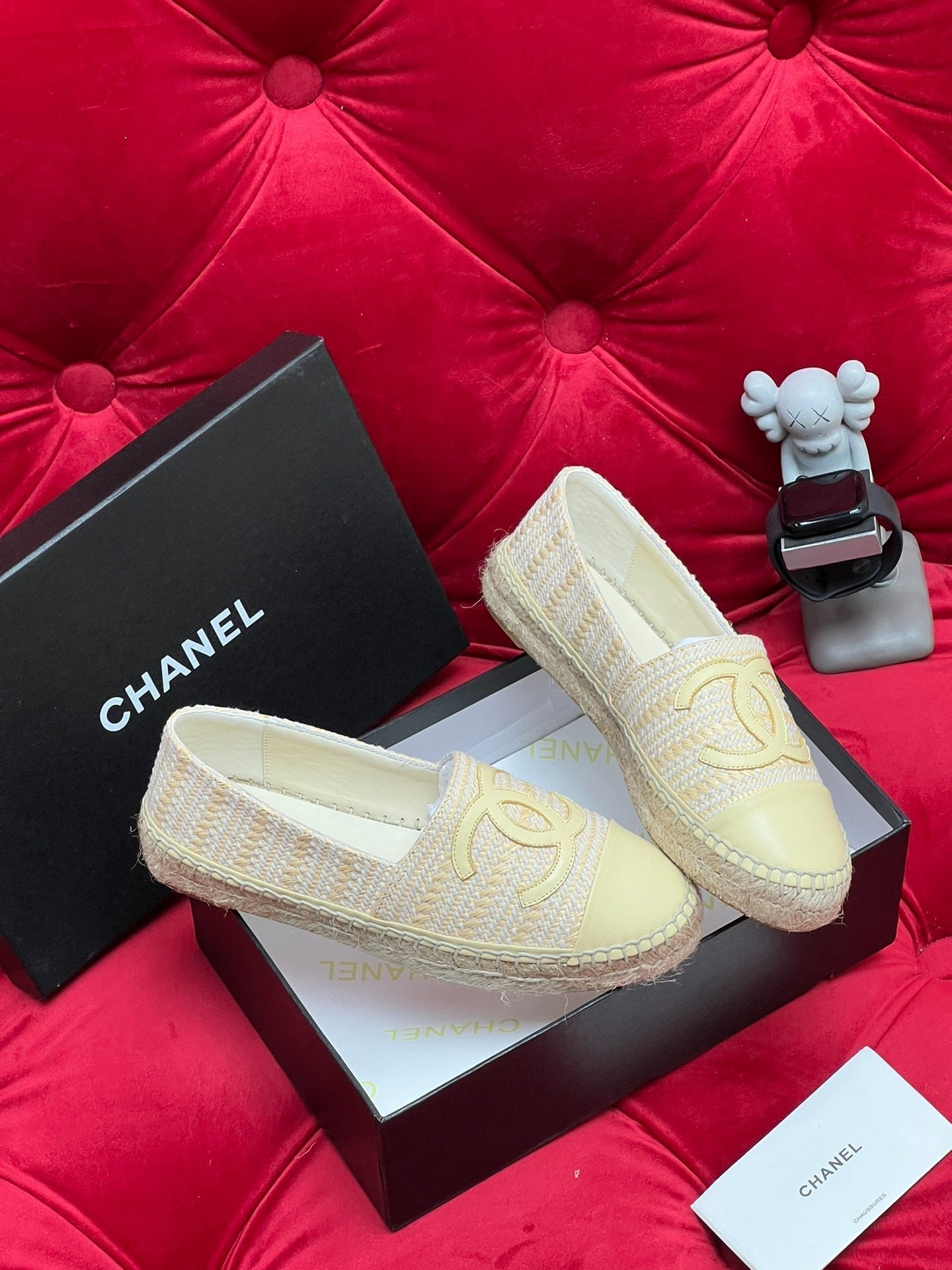 CHANEL WOVEN LOAFERS IN DARK CREAM FABRIC