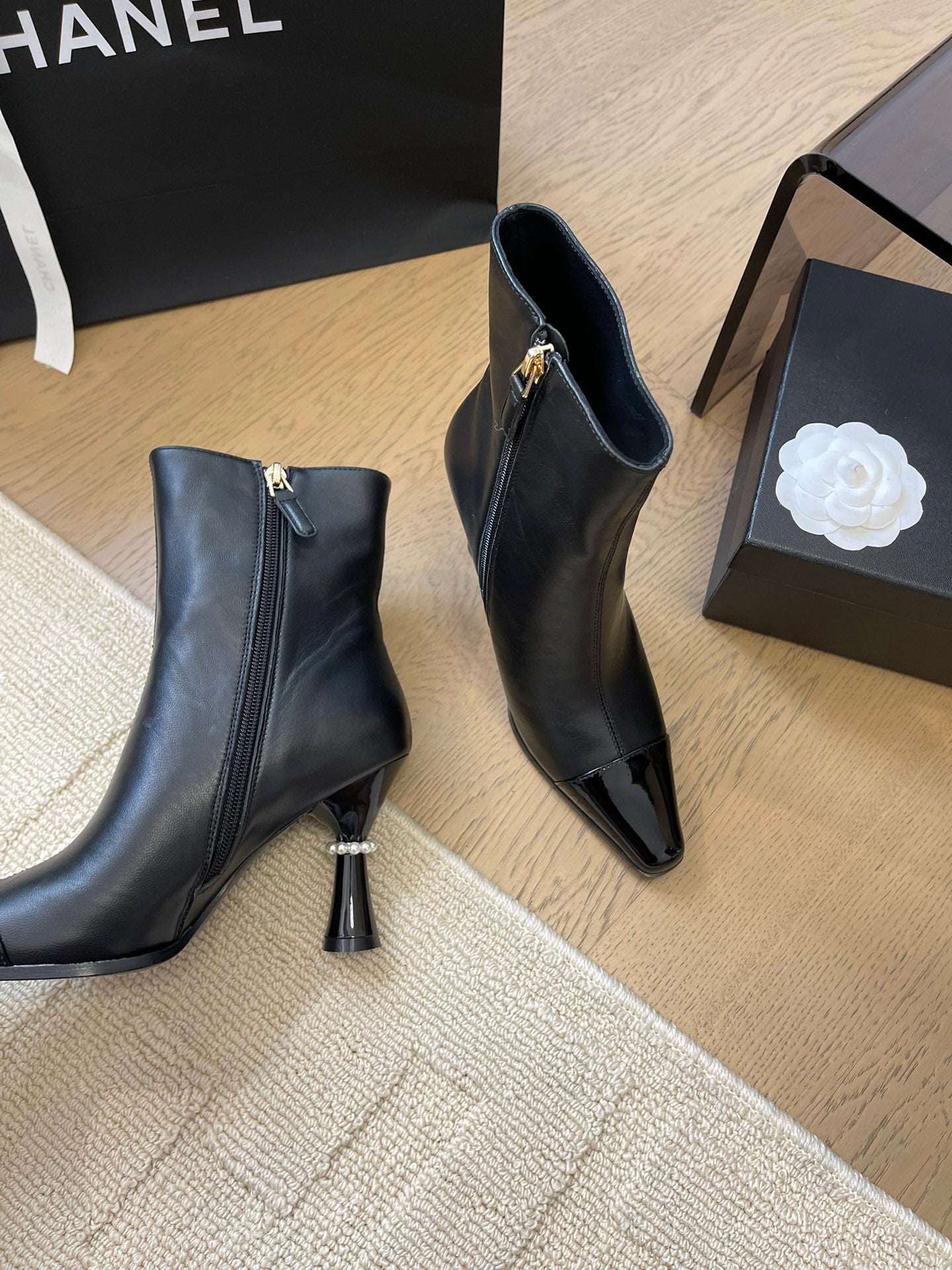 CHANEL BONGADE BOOTS IN BLACK CALFSKIN