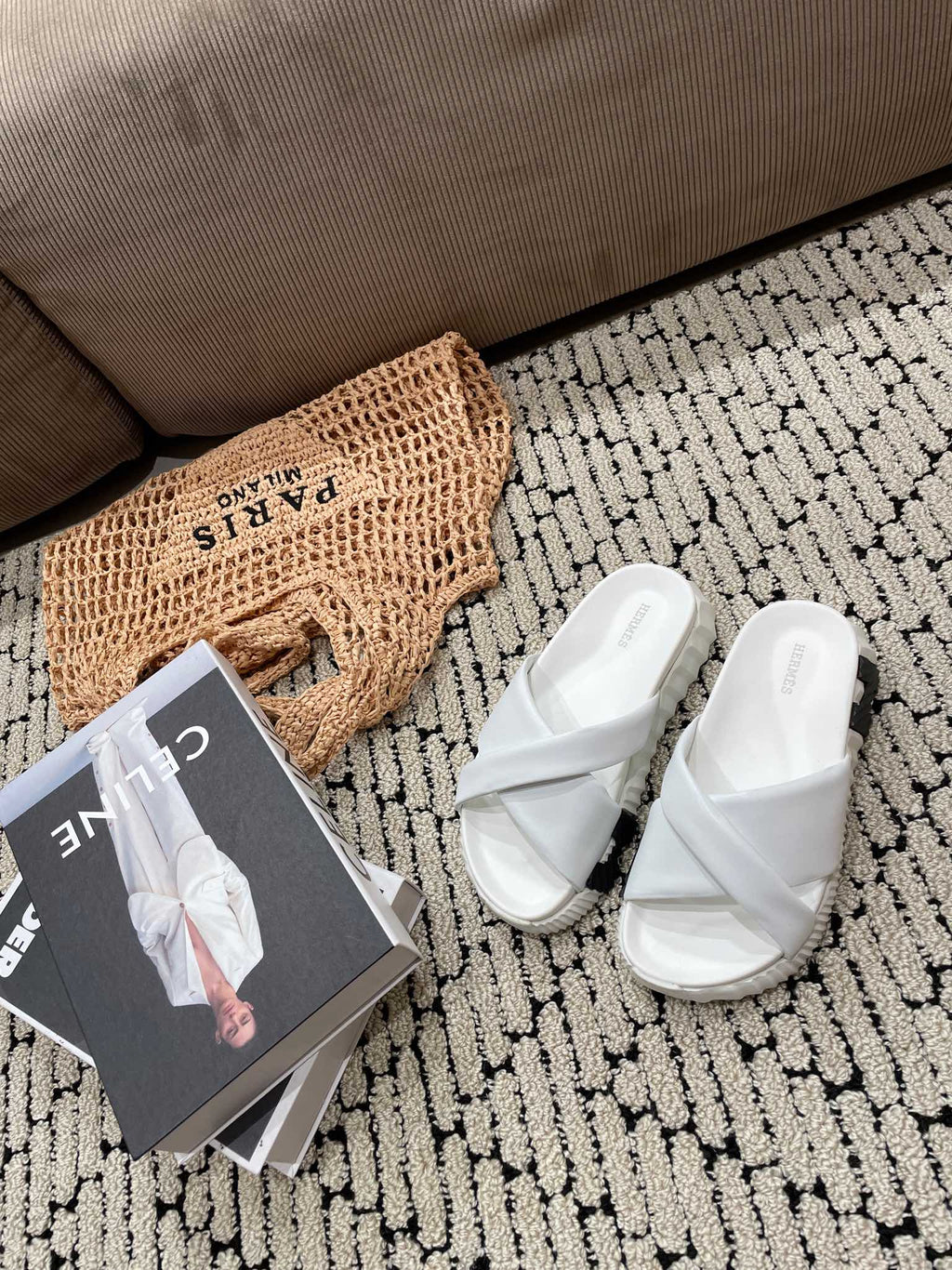 HERMES INFRA SANDAL WHITE CALFSKIN