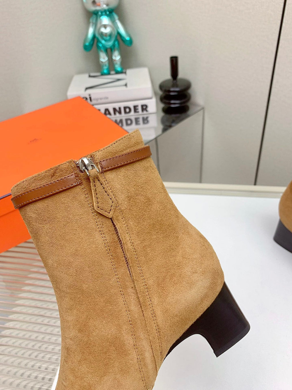 HERMES WOMEN'S NEO ANKLE BOOT IN PEANUT BROWN SUEDE