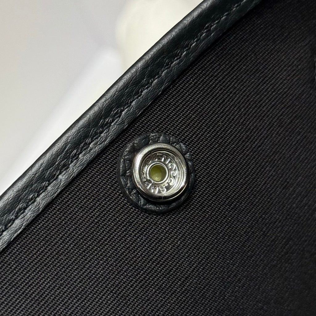HERMES GARDEN PARTY 30CM IN BLACK TOILETS COTTON CANVAS AND CALFSKIN