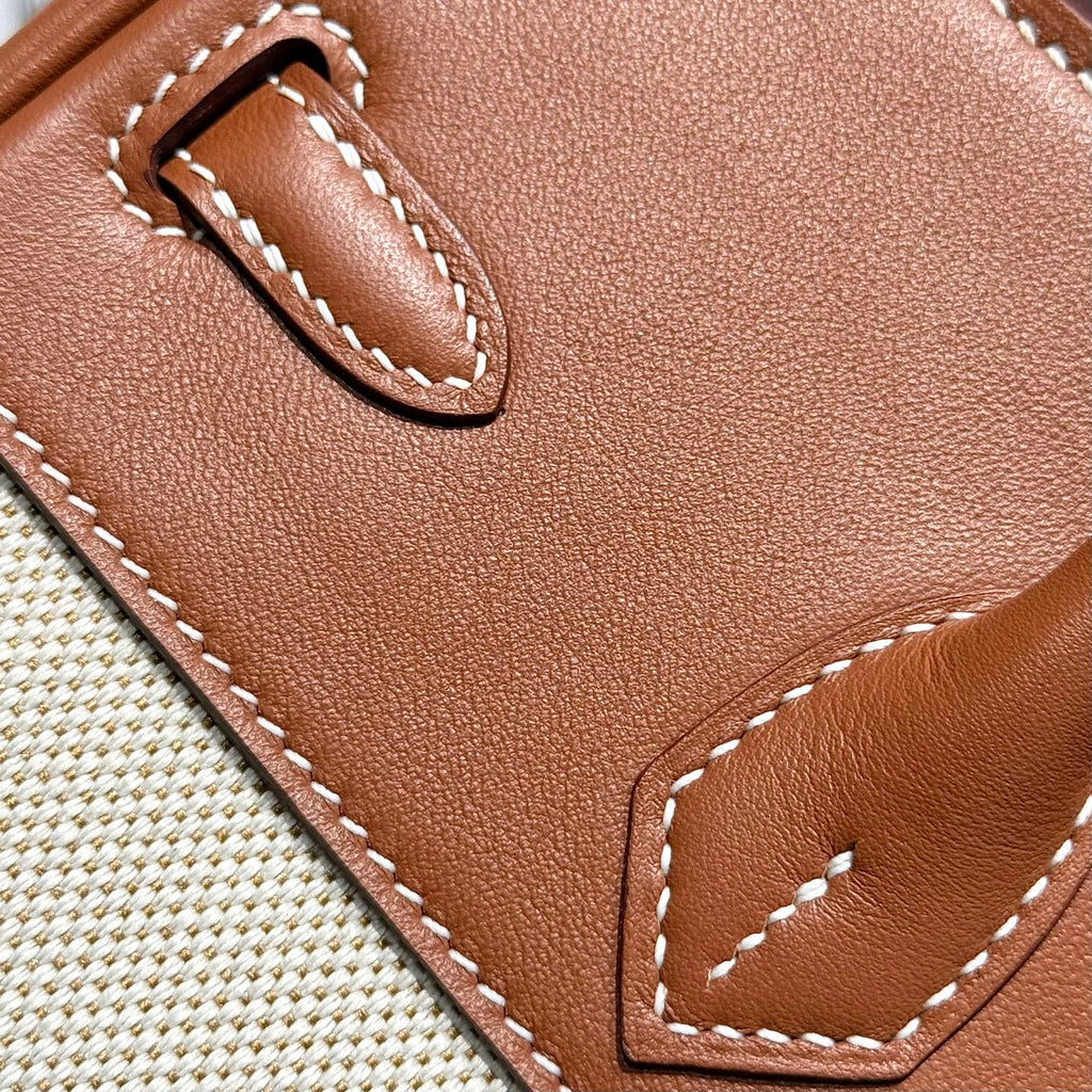 HERMES BIRKIN 25CM IN VEAU BARENIA SWIFT CALFSKIN ERCU TOILE CANVAS