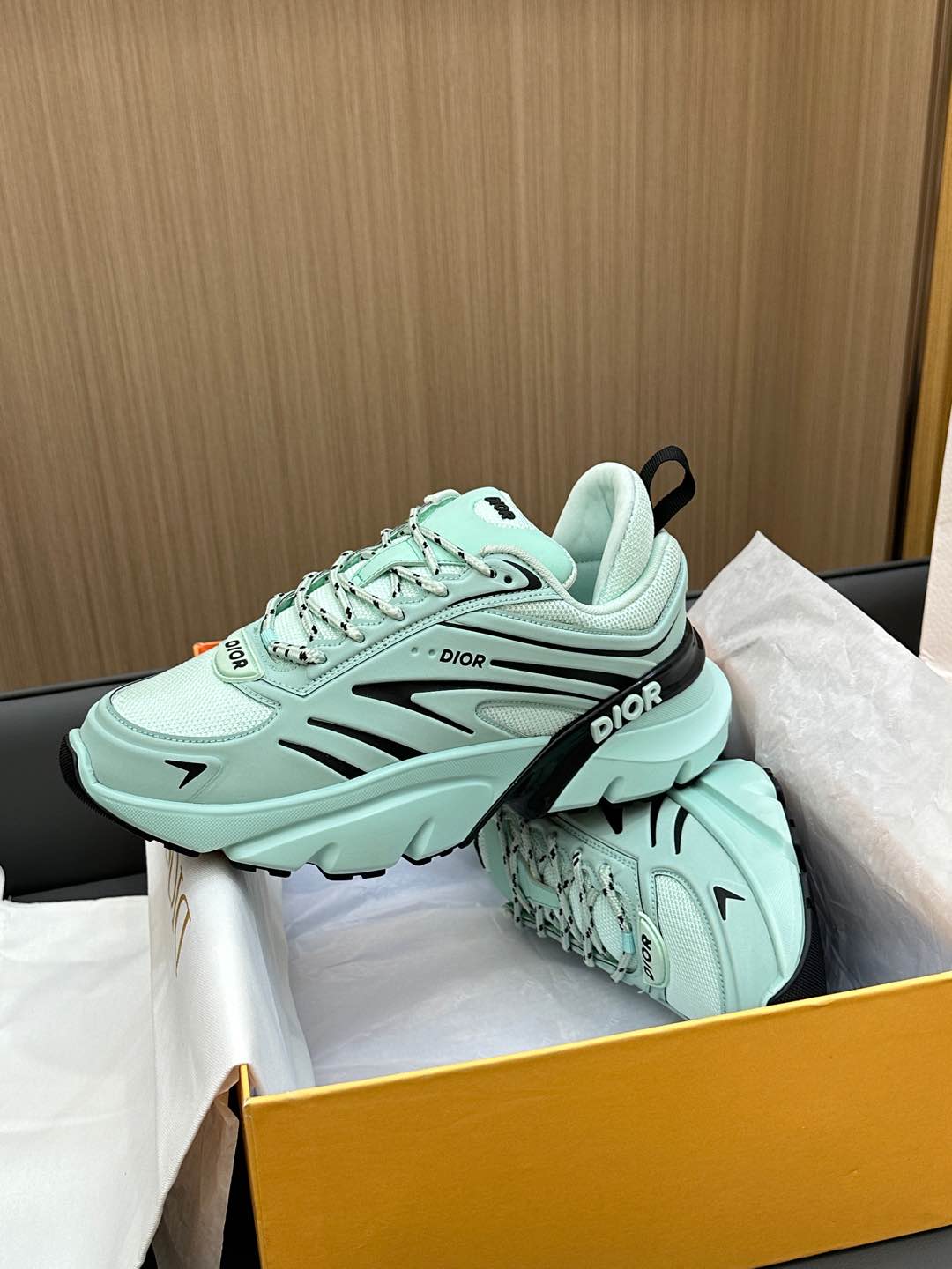 DIOR B44 BLADE SNEAKER AQUAMARINE BLUE TECHNICAL MESH AND TECHNICAL FABRIC