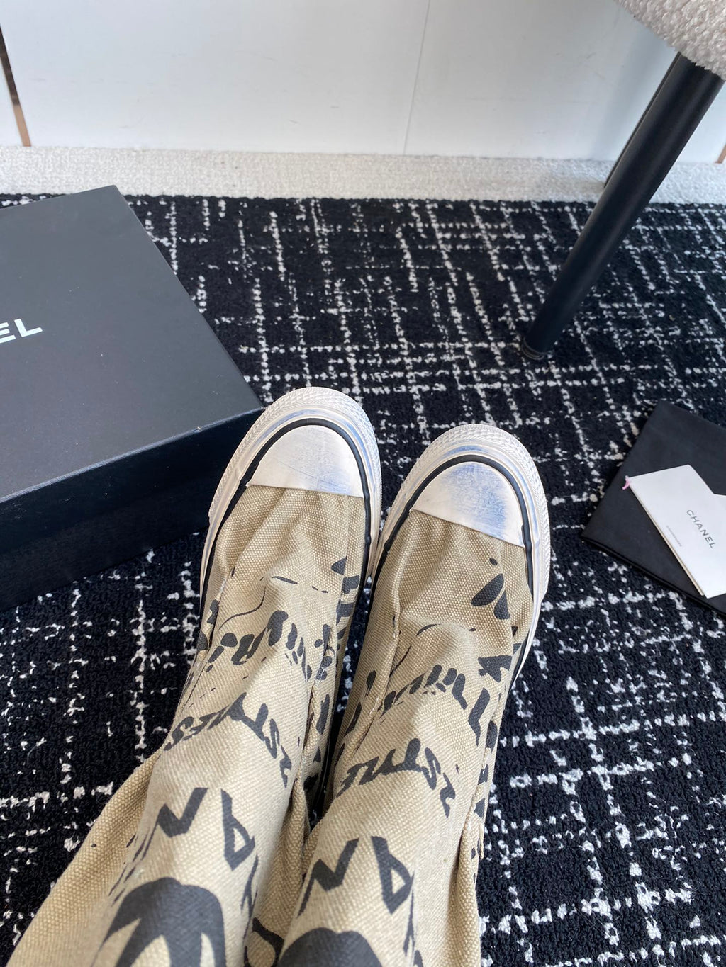 CHANEL HIGH BOOTS IN TORTILLA BROWN CANVAS