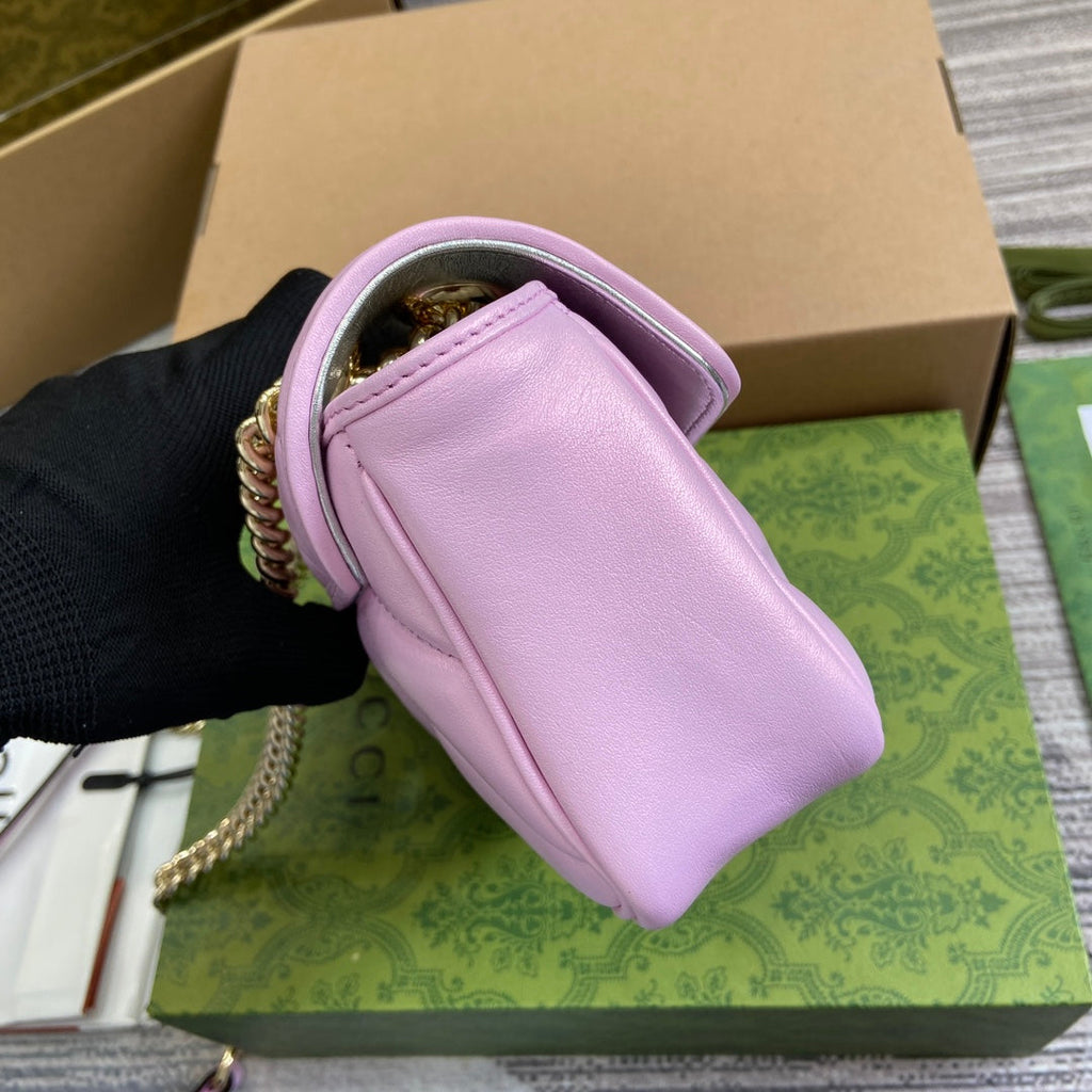 GUCCI MARMONT 23 SMALL SHOULDER BAG LIGHT PINK CALFSKIN