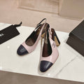 CHANEL HIGH SLINGBACKS LIGHT PINK MIX BLACK SHEEPSKIN