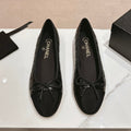 CHANEL Double C New Ballet Flats Black Lambskin