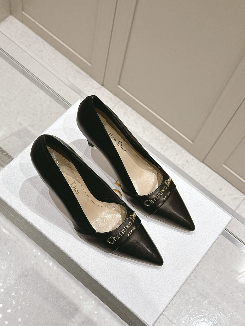 DIOR MY DD 25S POINTED TOE PUMP 50MM IN BLACK CALFSKIN