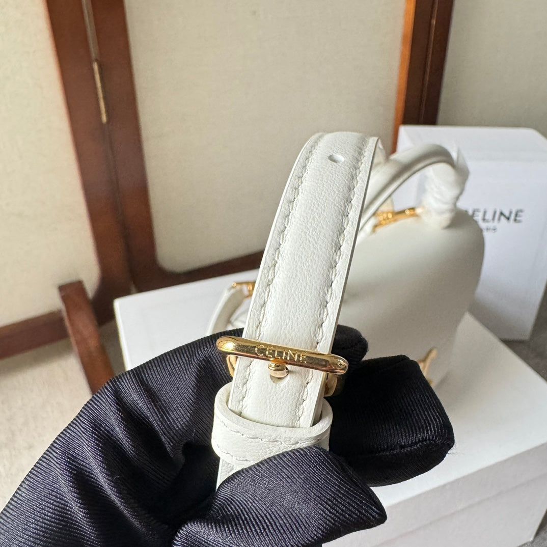 CELINE TEEN NINO BAG 20 IN WHITE SOFT CALFSKIN GOLD HARDWARE