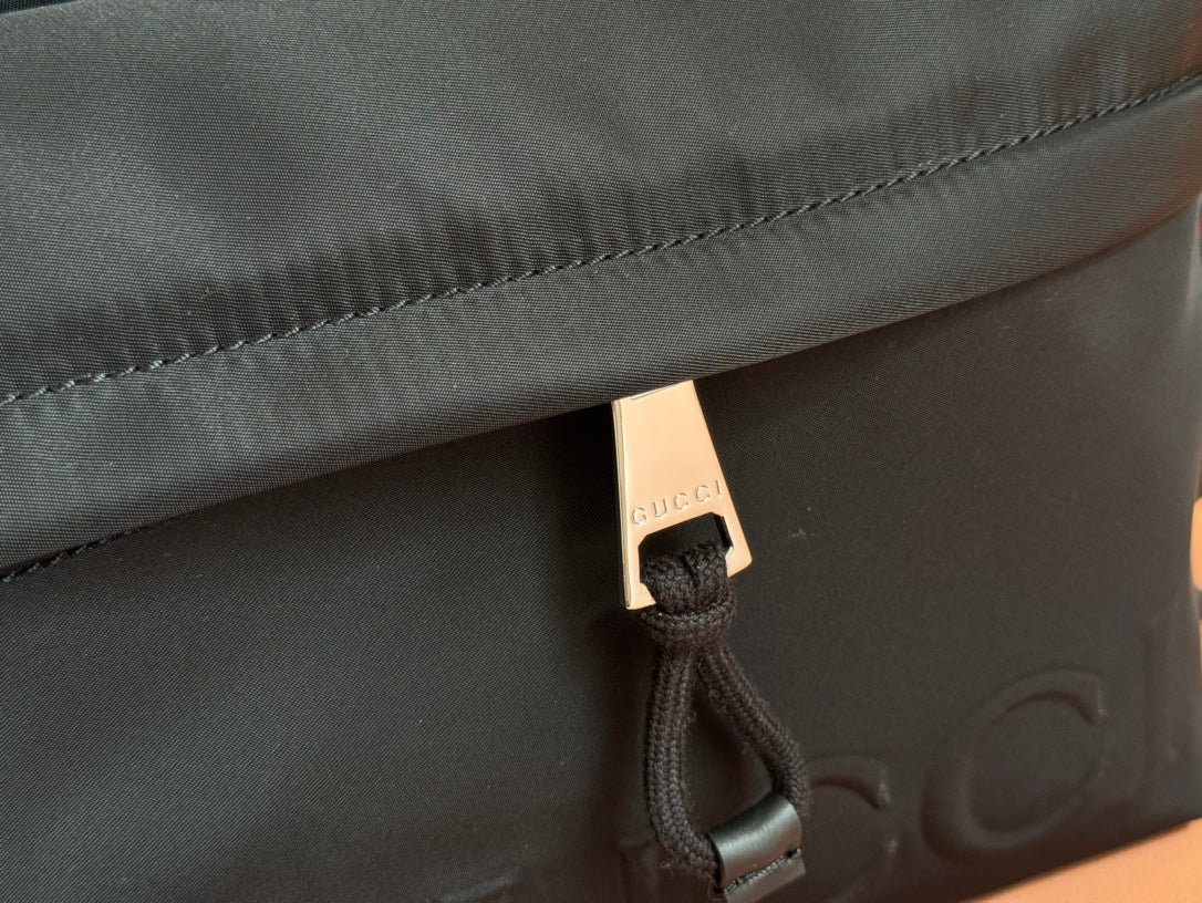 GUCCI WEB STRIPE-STRAP TOTE BAG 45 IN BLACK CANVAS