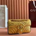 GUCCI MARMONT MEDIUM SHOUDER BAG 23 IN YELLOW GLOSSY CALFSKIN