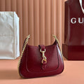 GUCCI JACKIE NOTTE MINI BAG 19 IN RED WINE CRACKED LACQUER CALFSKIN GOLD HARDWARE