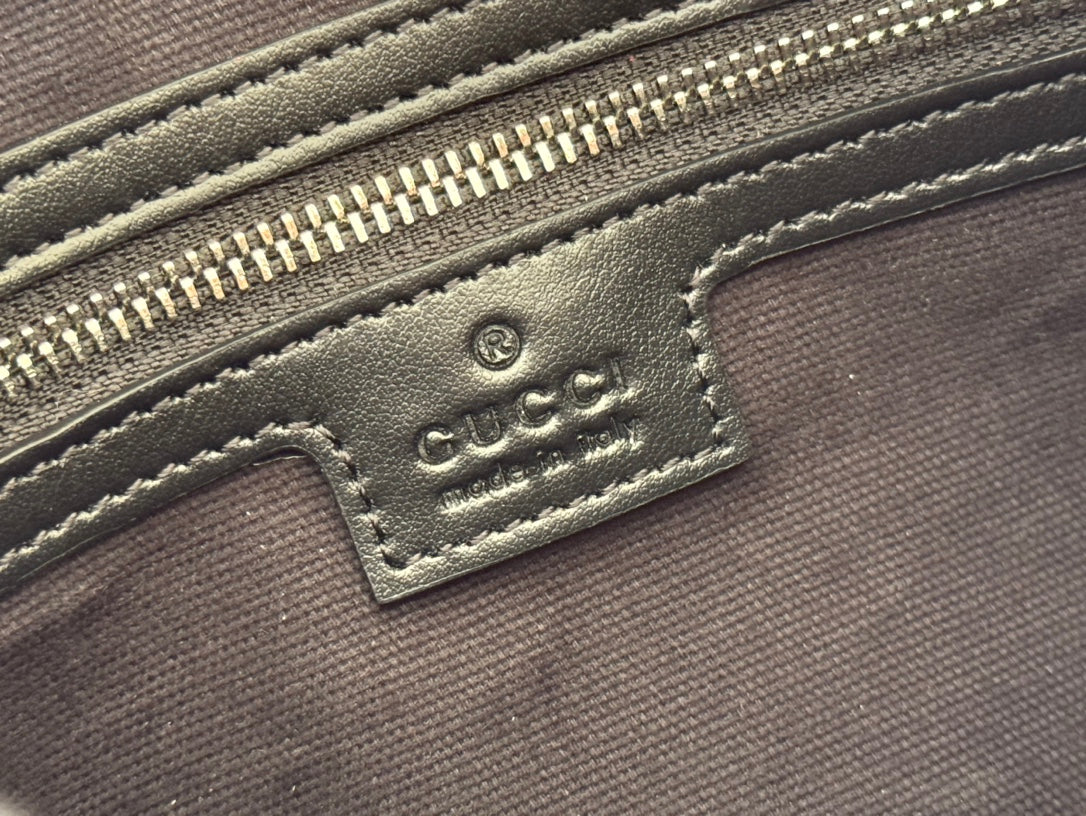 GUCCI SMALL JUMBO CROSSBODY 23 IN GREY AND BLACK GRAINY  LAMBSKIN
