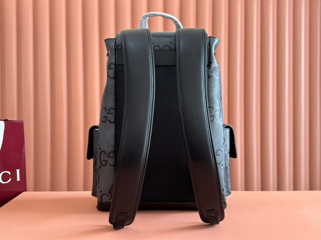 GUCCI LARGE BACKPACK JUMBO 41 IN GREY AND BLACK GRAINY  LAMBSKIN