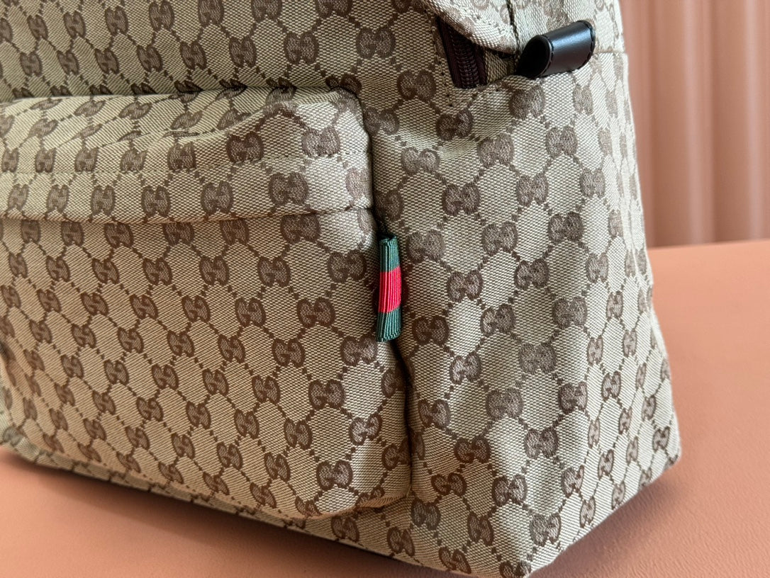 GUCCI MEDIUM BACKPACK 42 IN BEIGE AND DARK BROWN  CANVAS
