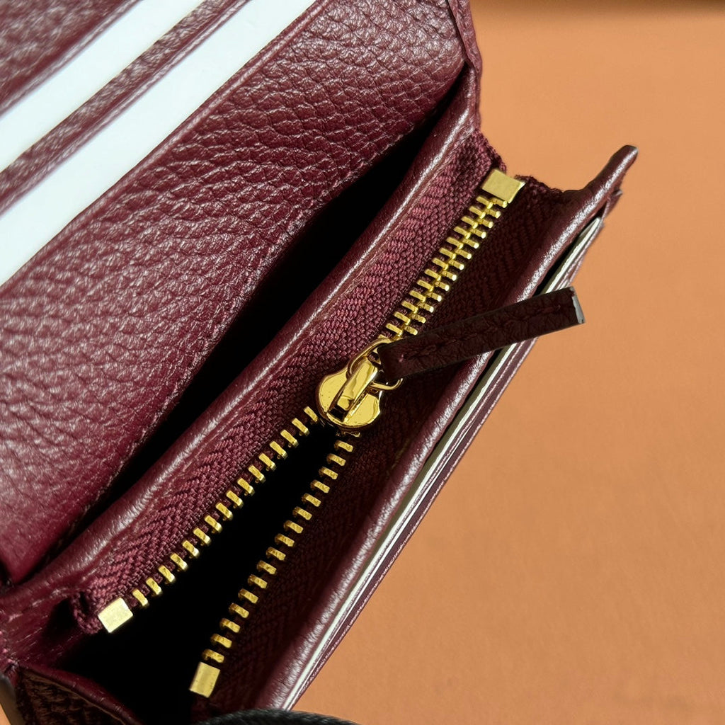 GUCCI MARMONT BAG 11 IN BEIGE EBONY  CANVAS DARK RED CALFSKIN
