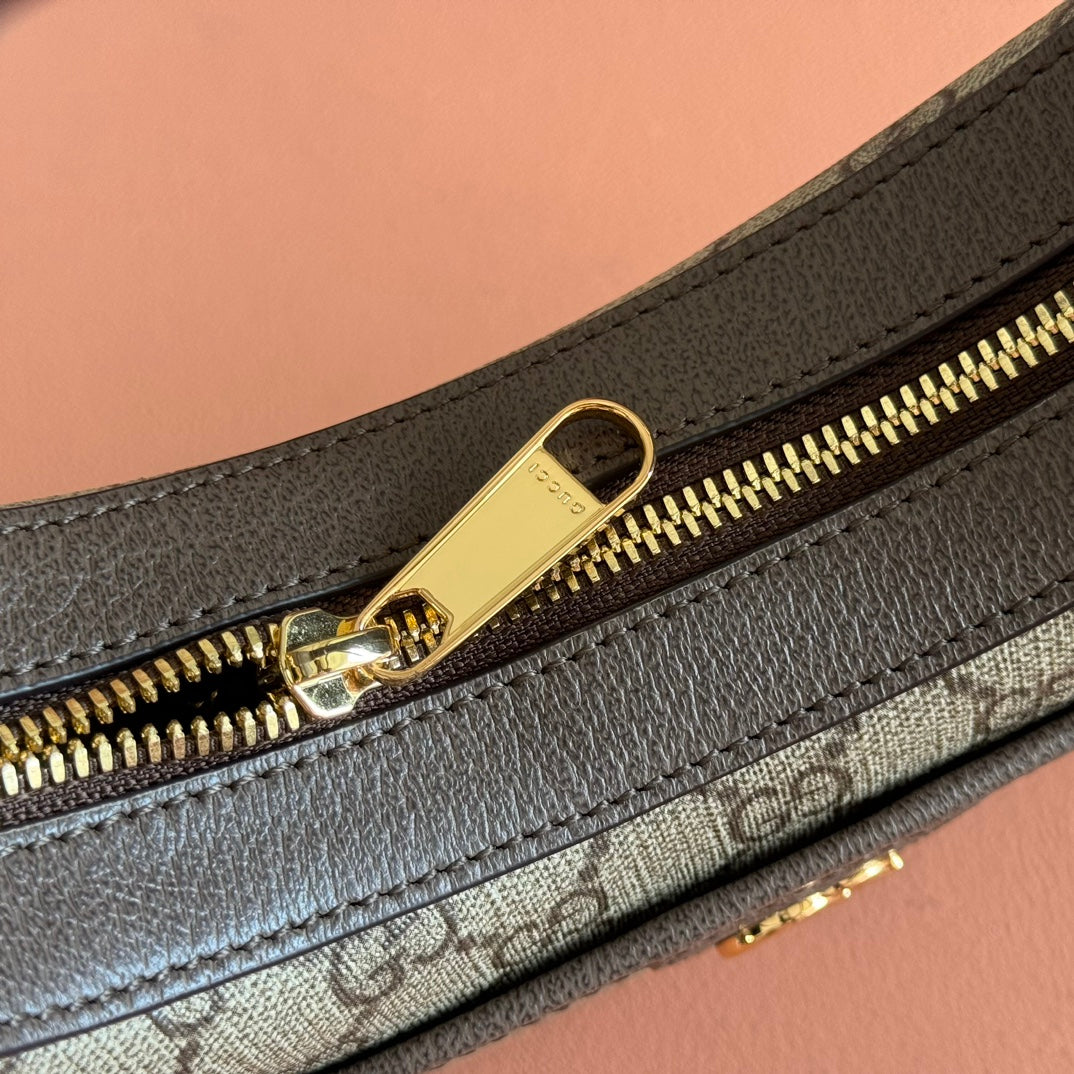 GUCCI SUPREME SHOULDER BAG 20 BROWN IN CANVAS LOGO GOLD HARDWARE