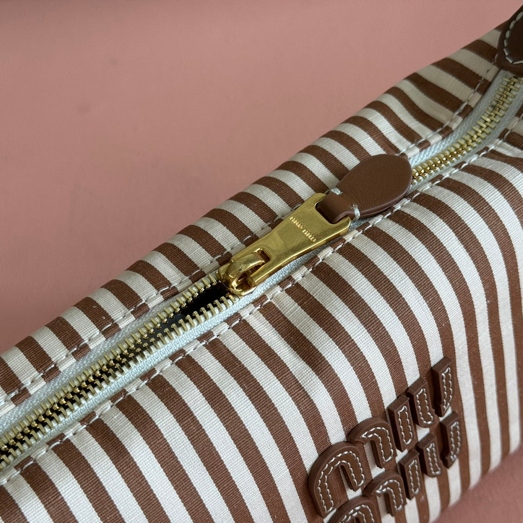 HOBO BAG 25 STRIPED WITH LOGO IN CANVAS GOLD HARDWARE