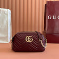 GUCCI 26S  MARMONT SHOULDER BAG 24 IN DARK RED CALFSKIN