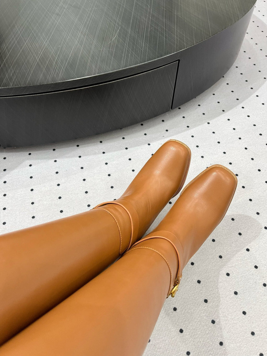 HERMES JUSTINE BOOT 6 CM IN BRONZE BROWN CALFSKIN