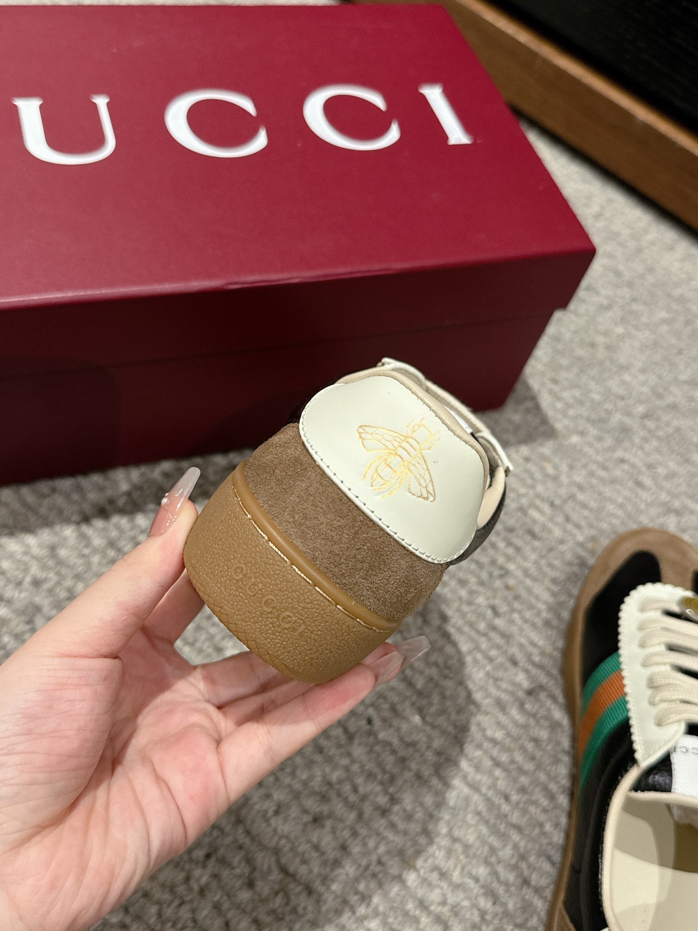 GUCCI & ADIDAS SNEAKER BLACK AND BROWN CALFSKIN