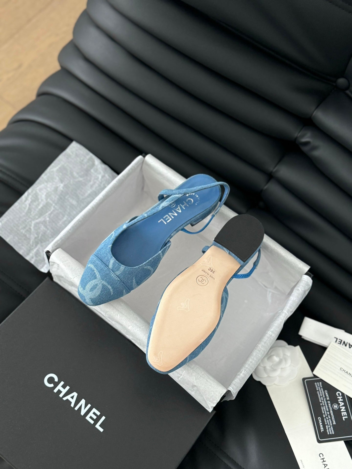CHANEL CLASSIC SLINGBACK CERULEAN BLUE CALFSKIN