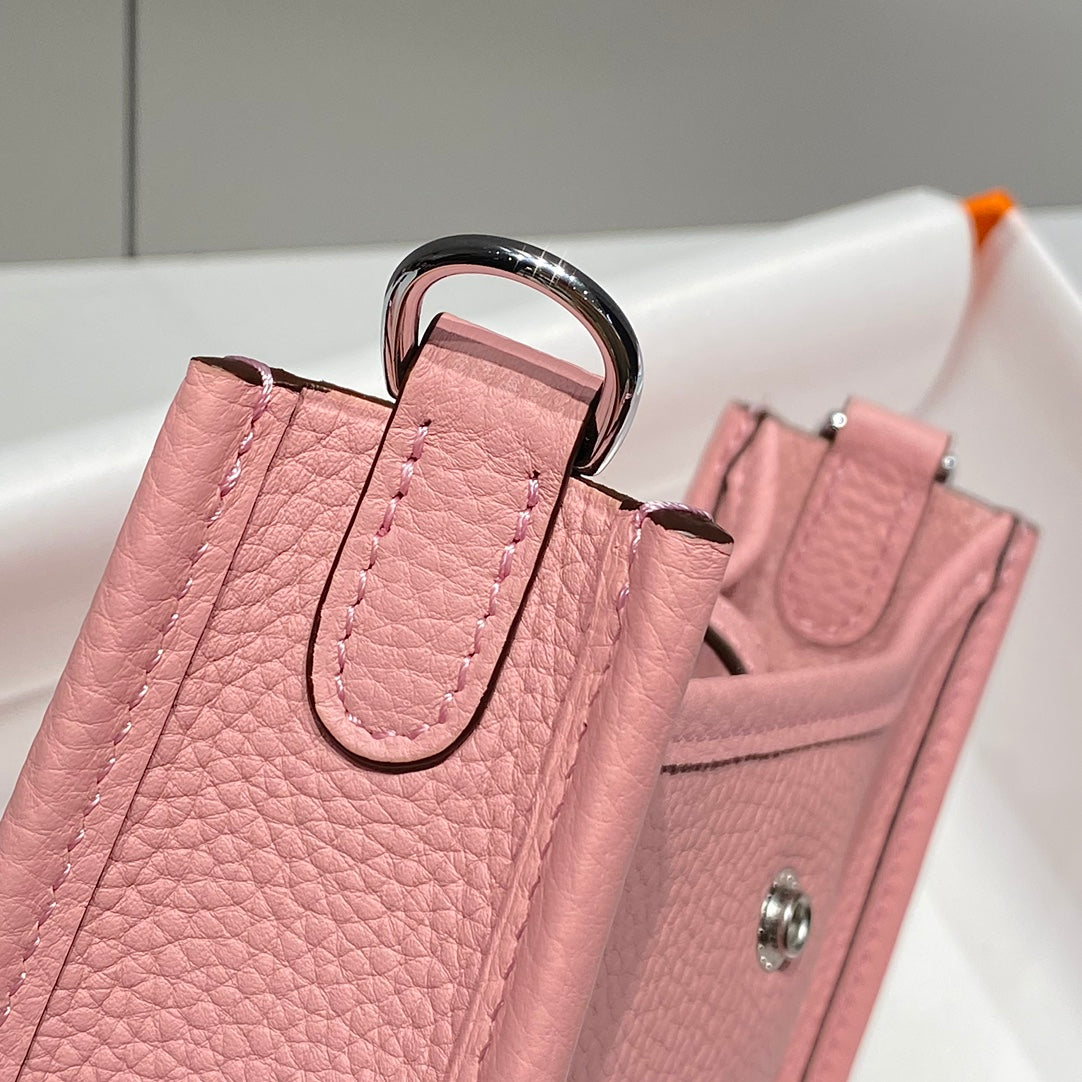 HERMES MINI NEO 18 EVELYNE BAG IN BABY PINK GRAINED CALFSKIN