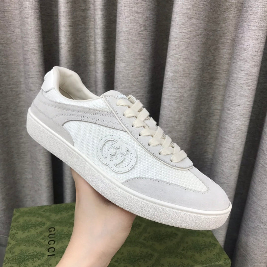 GUCCI INTERLOCKING G SNEAKER LIGHT GRAY SUEDE